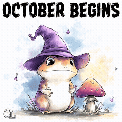 Lizard In Witch Hat Saying October Begins GIF
