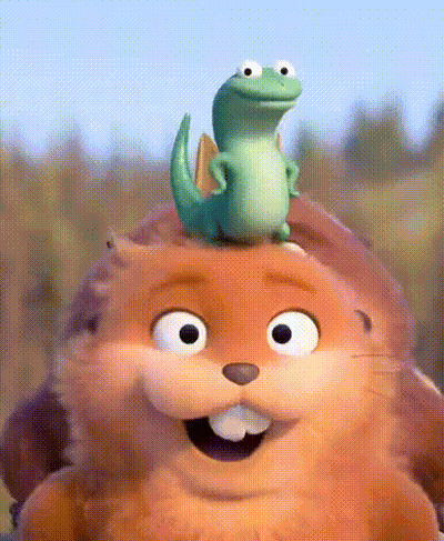 Lizard Sitting On Top Of Beaver GIF