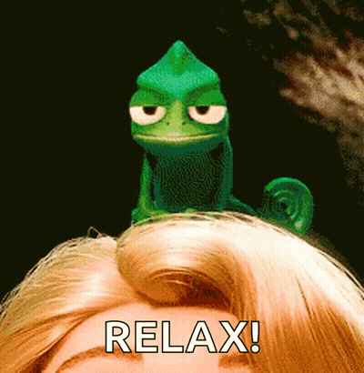 Lizard Sitting On Woman's Head Saying Relax GIF