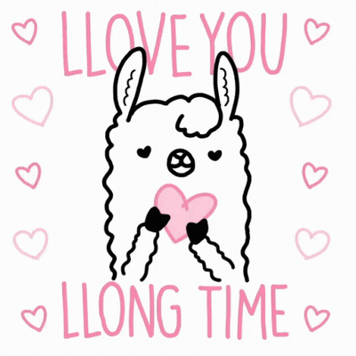 Llama Holding Heart Saying I Love You Long Time GIF