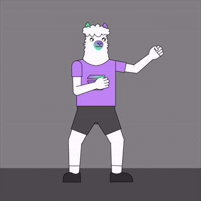 Llama In Purple Shirt And Shorts Fist Pump GIF