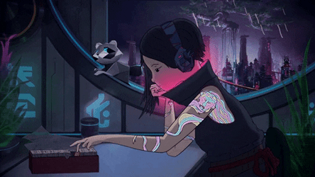 Lofi Girl Looking At Something GIF
