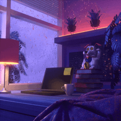 Lofi Girl Waving Monkey GIF