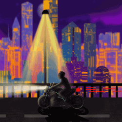 Lofi Motorbike Driving City Lights