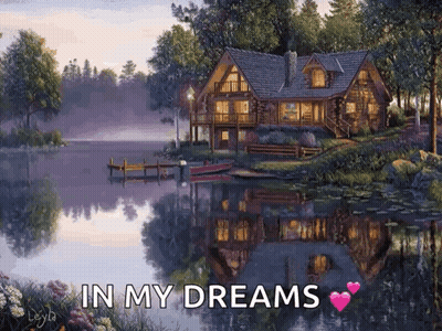 Log Cabin On Lake In My Dreams GIF