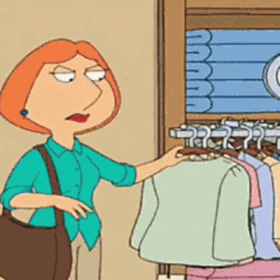 Lois Griffin Looking At Clothes In Closet GIF