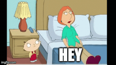 Lois Griffin Sitting On Bed Next To Stewie GIF