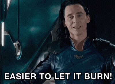 Loki Says Easier To Let It Burn In Front Of A Building GIF