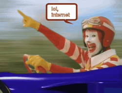 Lol Meme Ronald McDonald Pointing Driving GIF