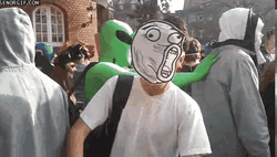 Lol Meme Troll Face Masked Guy Running GIF
