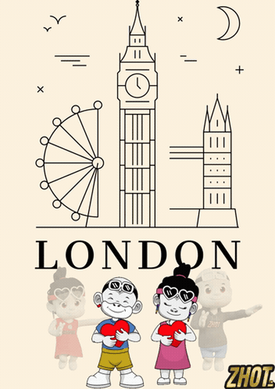 London Poster With Ferris Wheel And Big Ben GIF