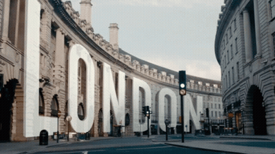 London Word On Building In City GIF