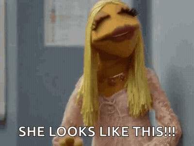 Long Blonde Muppet Says She Looks Like This!!! GIF