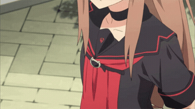 Long Brown Hair Girl In Black And Red Outfit GIF