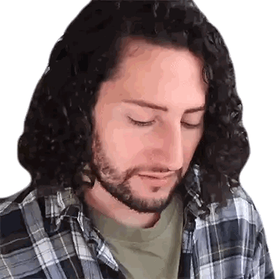 Long Curly Haired Bearded Man In Plaid Sticker