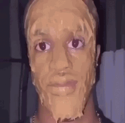 Long Faced Guy Wears Peanut Butter Face Mask GIF