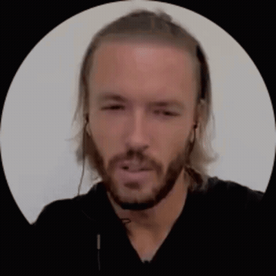 Long Hair Beard Man With Headphones And Black Shirt GIF