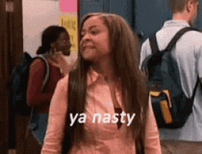 Long Hair Girl At Locker Saying Ya Nasty GIF
