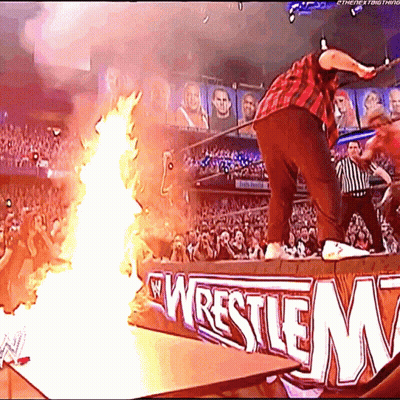 Long-Haired Bearded Man At WWE Logo GIF