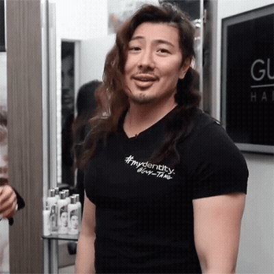 Long-Haired Bearded Man In Black Shirt #Myidentity GIF