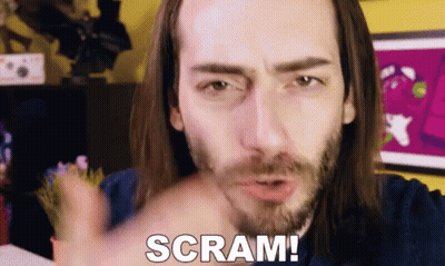 Long Haired Bearded Man Pointing Saying Scram GIF