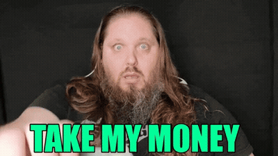 Long Haired Bearded Man Saying Take My Money GIF