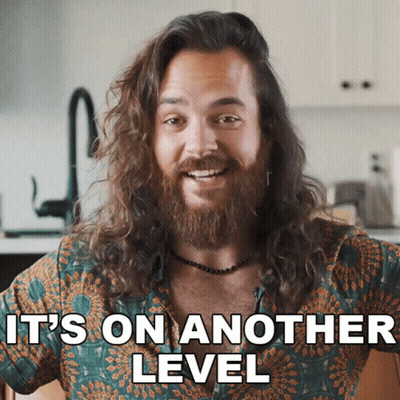 Long Haired Bearded Man Smiling It's On Another Level GIF