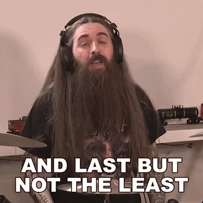 Long Haired Bearded Man Wearing Headphones Says And Last But Not The Least GIF