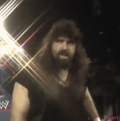 Long Haired Bearded Man With WWE Logo GIF