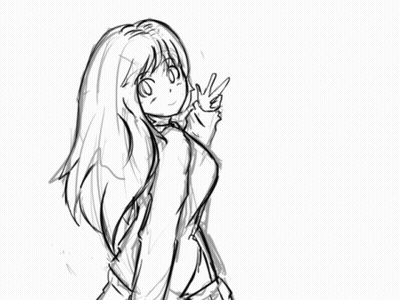 Long-Haired Girl Giving Peace Sign GIF