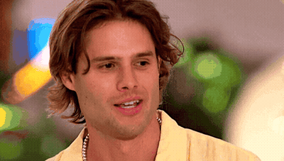 Long-Haired Man In Yellow Shirt And Necklace GIF