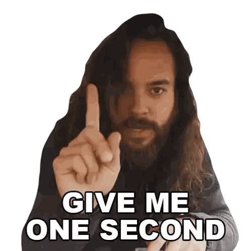 Long-Haired Man Pointing Up 'Give Me One Second Sticker