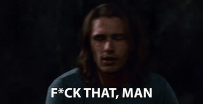 Long-Haired Man Says F*ck That In Dark Room GIF