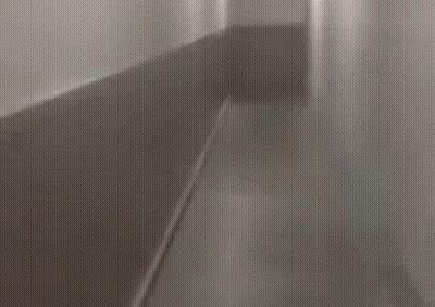 Long Hallway With Red Exit Sign GIF