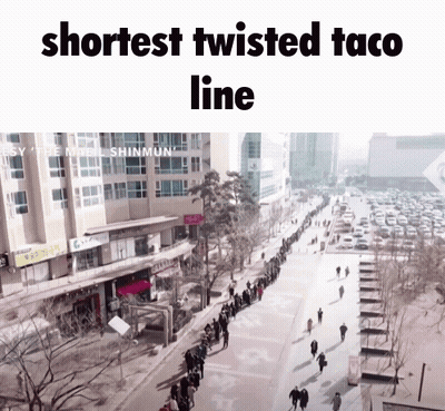 Long Line Waiting For Shortest Twisted Taco GIF