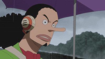Long Nose Cartoon Holding Umbrella In Rain GIF