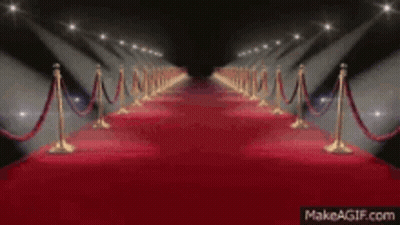 Long Red Carpet With Rope Barrier And Spotlights GIF