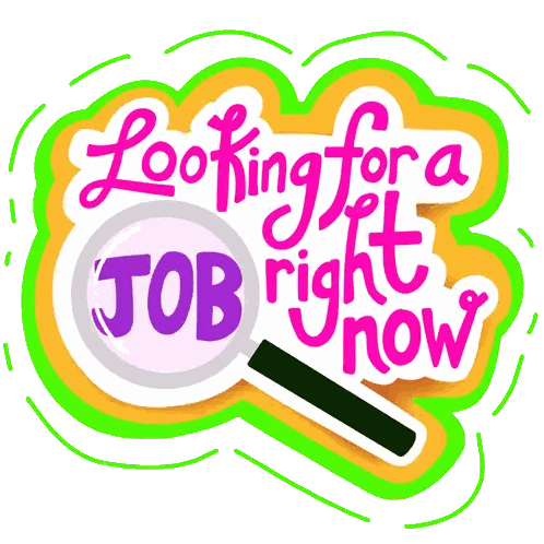 Looking For A Job Sign With Magnifying Glass Sticker
