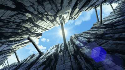 Looking Up At A Blue Sky Through A Hole In The Rocks GIF