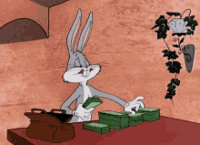 Looney Tunes Bugs Bunny Counting Money Money Money  GIF