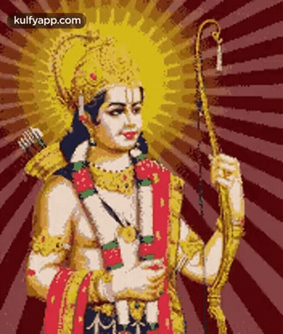Lord Rama Holding Spear And Bow And Arrow GIF