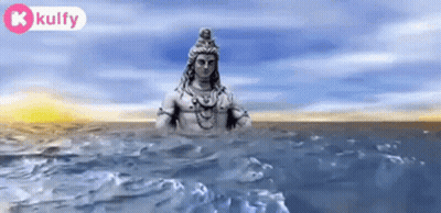 Lord Shiva Statue Floating On Water GIF