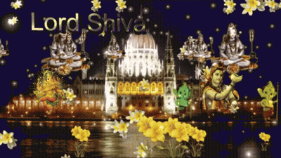 Lord Shiva With Flowers And Buildings GIF