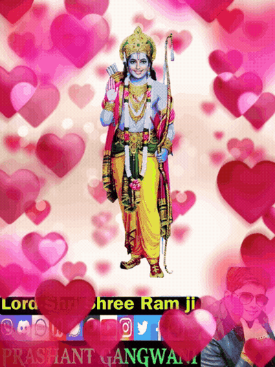 Lord Shri Shree Ram Ji Surrounded By Hearts GIF