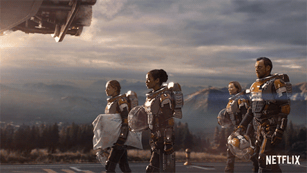 Lost In Space People Boarding Massive Spaceship GIF
