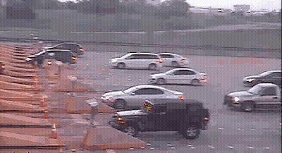 Lot Of Cars Driving Down Highway Including Jeep GIF