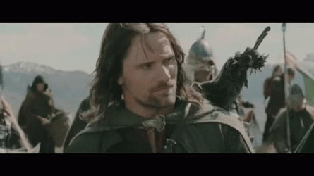 Lotr Viggo Mortensen And Miranda Otto See Each Other GIF