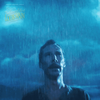 Louisiana Musical Poster Man In Rain Looking Up GIF