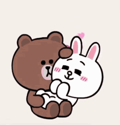 Love Cute Cony And Brown Bear Sticker Cuddle GIF