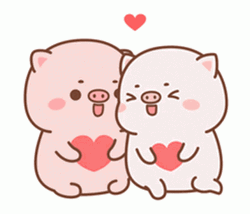 Love Cute Pig Couple Sticker Cuddling